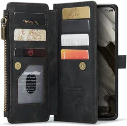 CaseMe C30 Google Pixel 8 Hoesje Pasjeshouder Book Case Zwart afbeelding