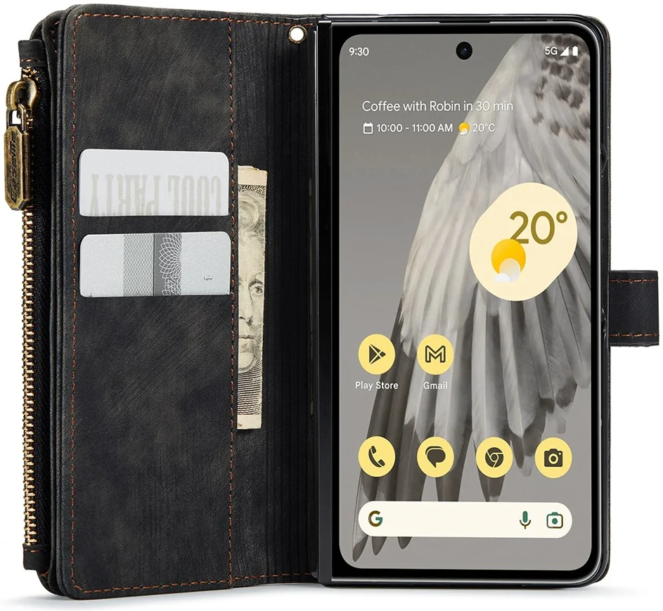 CaseMe C30 Google Pixel Fold Hoesje Pasjeshouder Book Case Zwart afbeelding 1