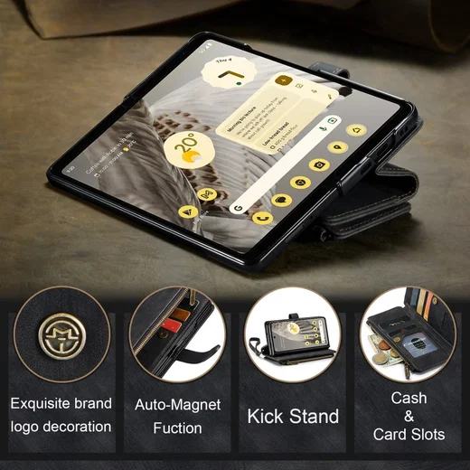 CaseMe C30 Google Pixel Fold Hoesje Pasjeshouder Book Case Zwart afbeelding 7