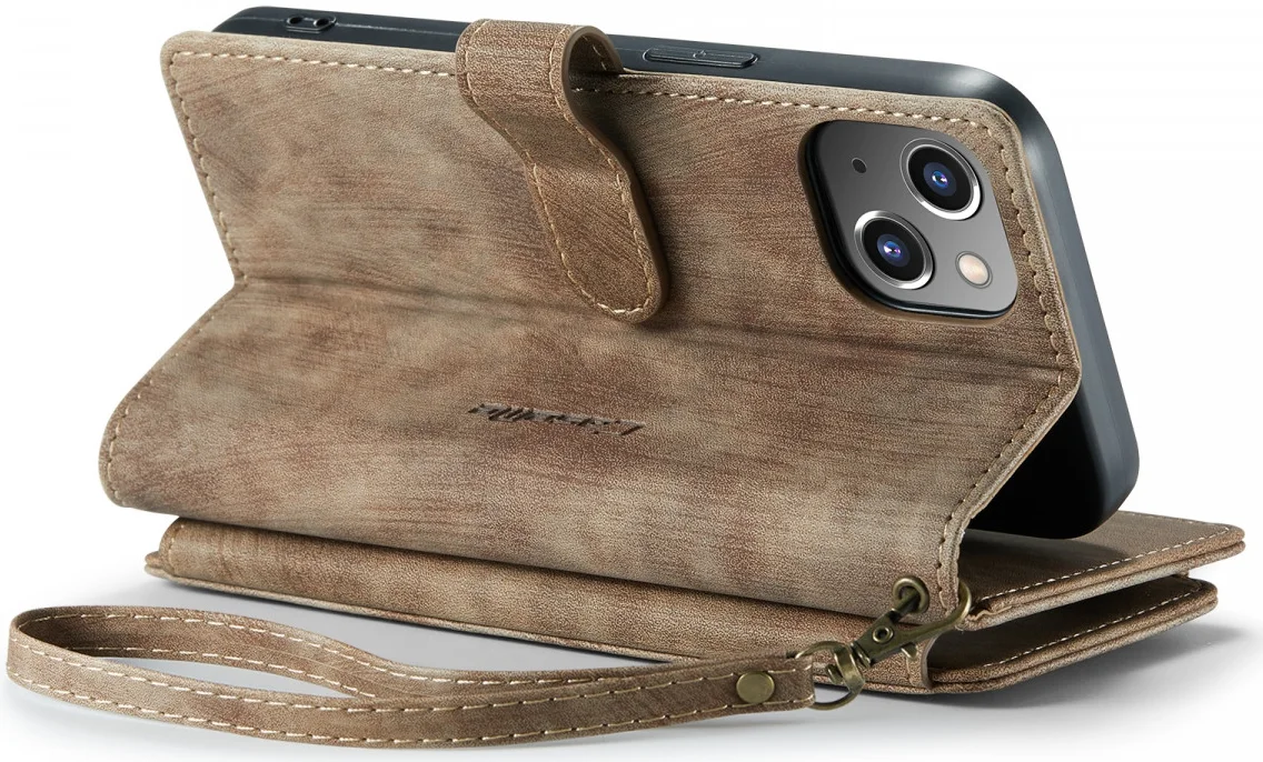 CaseMe C30 Apple iPhone 14 Hoesje Pasjeshouder Book Case Bruin afbeelding 6
