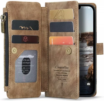CaseMe C30 Apple iPhone 14 Hoesje Pasjeshouder Book Case Bruin