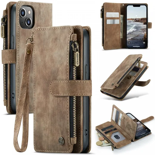 CaseMe C30 Apple iPhone 14 Hoesje Pasjeshouder Book Case Bruin afbeelding 3