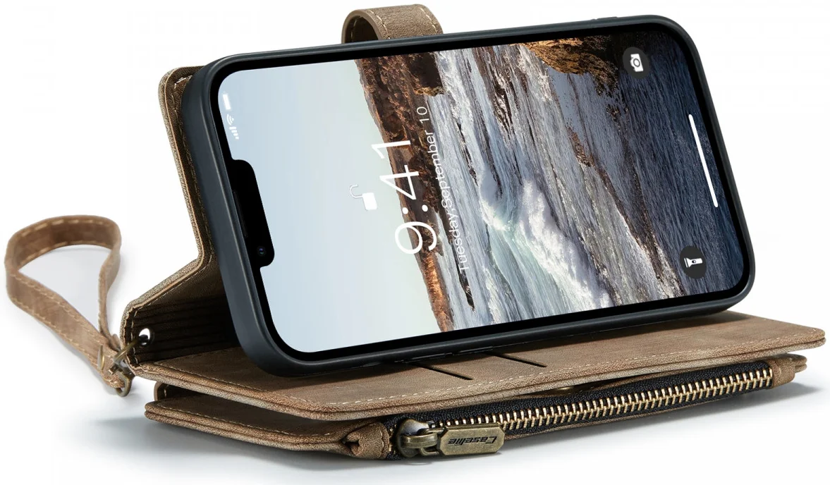 CaseMe C30 Apple iPhone 14 Hoesje Pasjeshouder Book Case Bruin afbeelding 4