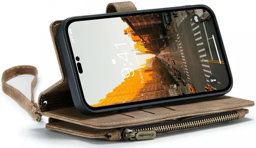 CaseMe C30 Apple iPhone 14 Pro Max Hoesje Pasjeshouder Book Case Bruin afbeelding 4