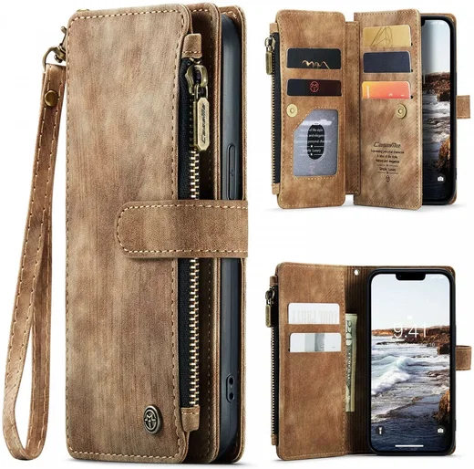 CaseMe C30 Apple iPhone 15 Hoesje Pasjeshouder Book Case Bruin afbeelding 1