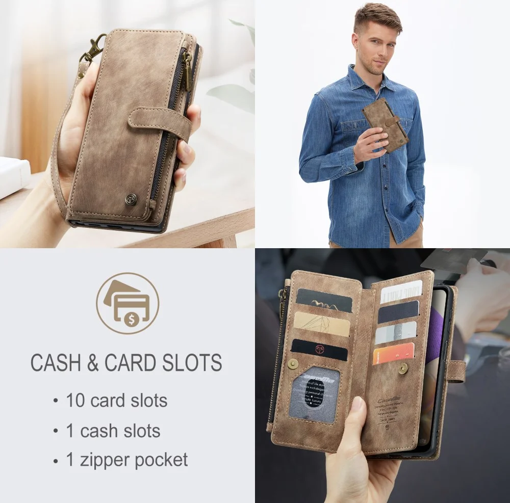 CaseMe C30 Samsung Galaxy A23 Hoesje Pasjeshouder Book Case Bruin afbeelding 3