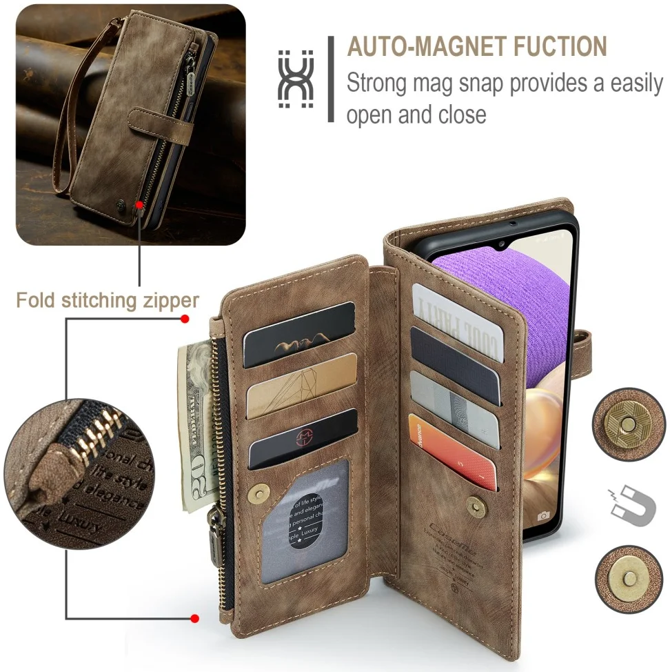 CaseMe C30 Samsung Galaxy A23 Hoesje Pasjeshouder Book Case Bruin afbeelding 6