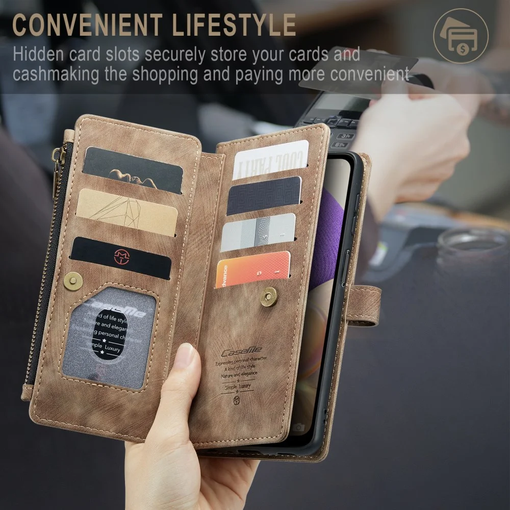 CaseMe C30 Samsung Galaxy A23 Hoesje Pasjeshouder Book Case Bruin afbeelding 7
