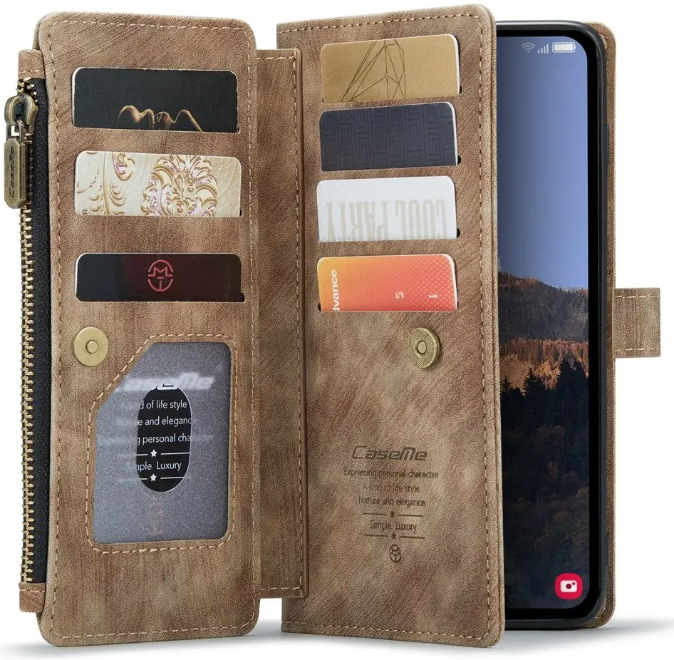 CaseMe C30 Samsung Galaxy A34 Hoesje Pasjeshouder Book Case Bruin afbeelding 1
