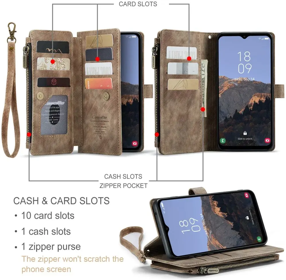CaseMe C30 Samsung Galaxy A34 Hoesje Pasjeshouder Book Case Bruin afbeelding 3