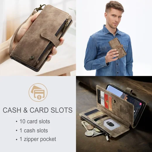 CaseMe C30 Samsung Galaxy A34 Hoesje Pasjeshouder Book Case Bruin afbeelding 8