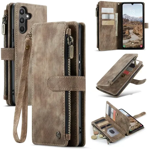 CaseMe C30 Samsung Galaxy A34 Hoesje Pasjeshouder Book Case Bruin afbeelding 9