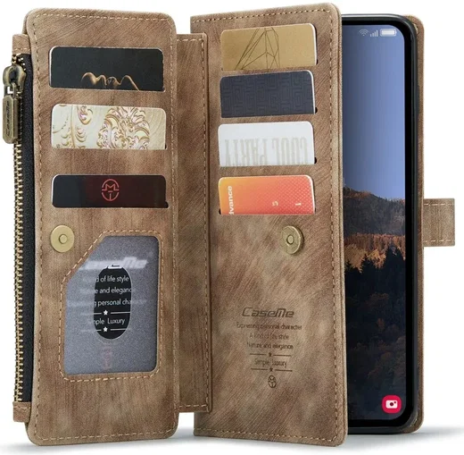 CaseMe C30 Samsung Galaxy A54 Hoesje Pasjeshouder Book Case Bruin afbeelding 1