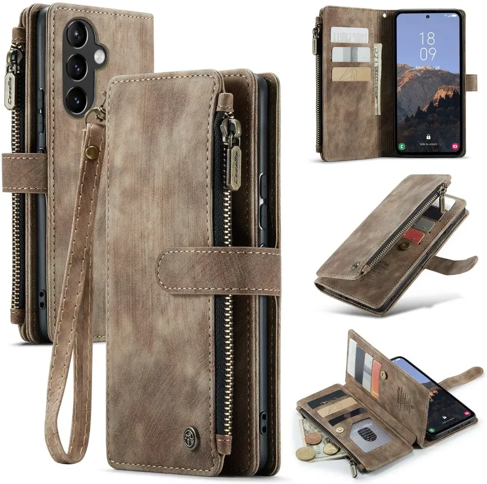CaseMe C30 Samsung Galaxy A54 Hoesje Pasjeshouder Book Case Bruin afbeelding 9