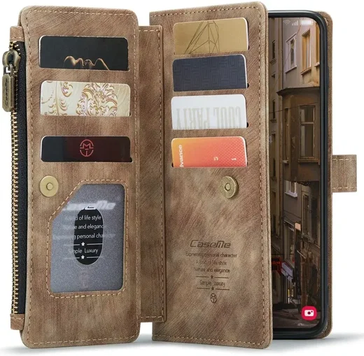 CaseMe C30 Samsung Galaxy S23 Hoesje Pasjeshouder Book Case Bruin afbeelding 1