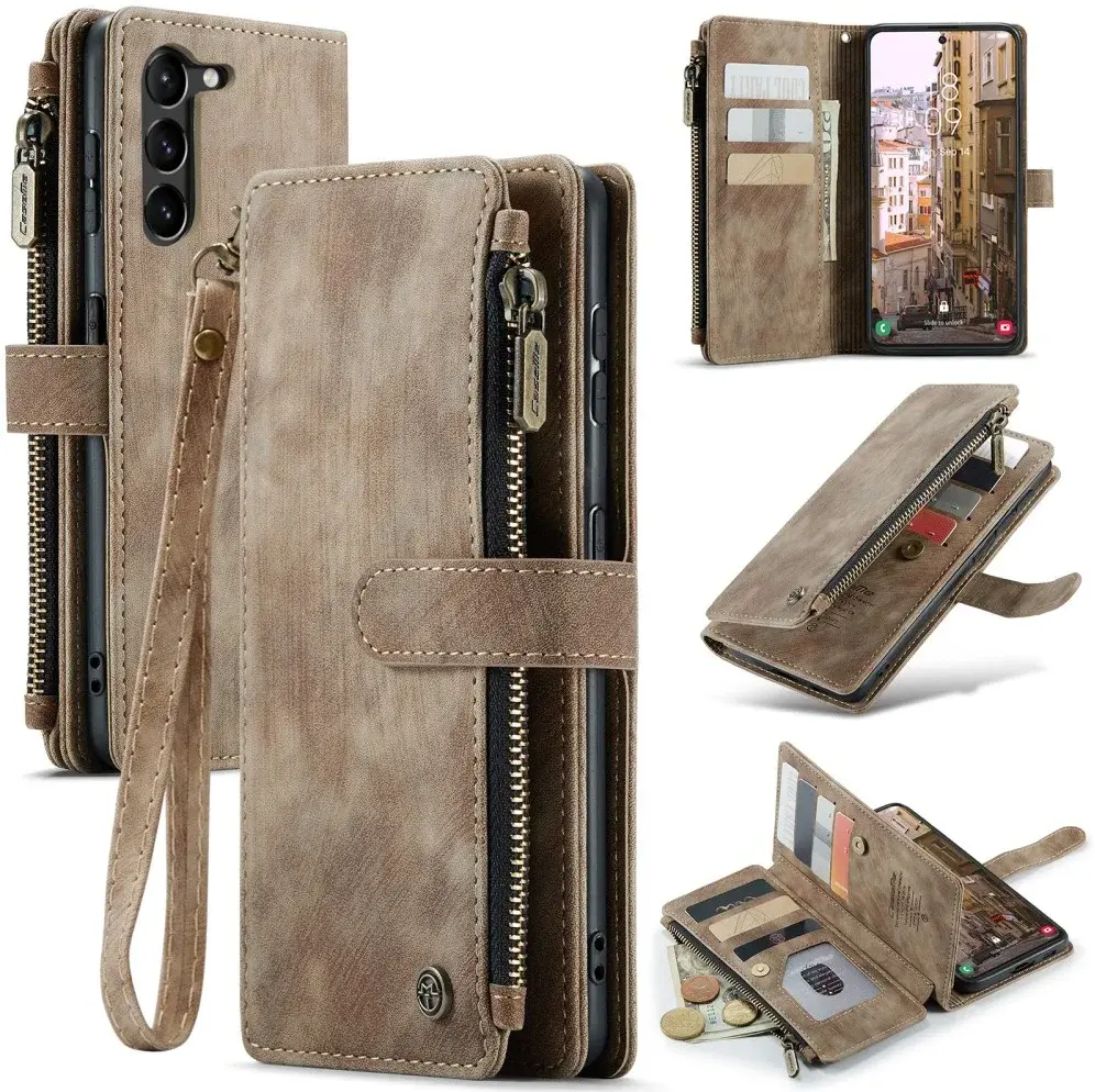 CaseMe C30 Samsung Galaxy S23 Hoesje Pasjeshouder Book Case Bruin afbeelding 16