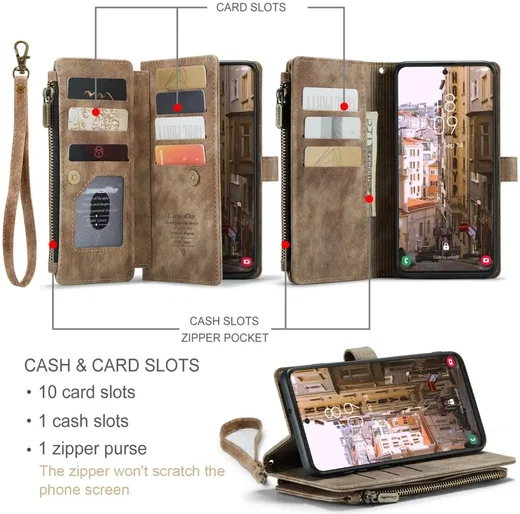 CaseMe C30 Samsung Galaxy S23 Hoesje Pasjeshouder Book Case Bruin afbeelding 3