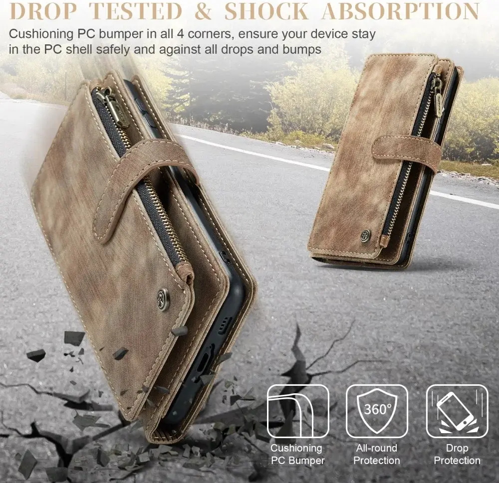 CaseMe C30 Samsung Galaxy S23 Hoesje Pasjeshouder Book Case Bruin afbeelding 4