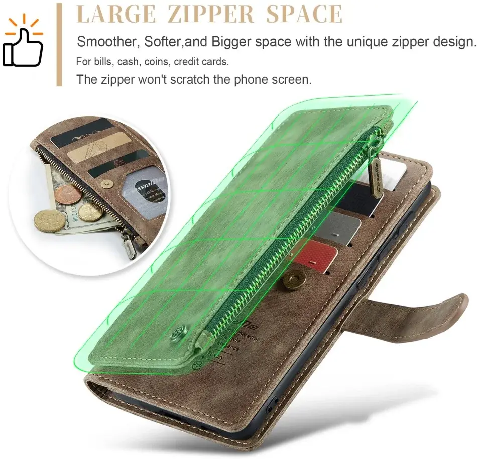 CaseMe C30 Samsung Galaxy S23 Hoesje Pasjeshouder Book Case Bruin afbeelding 5