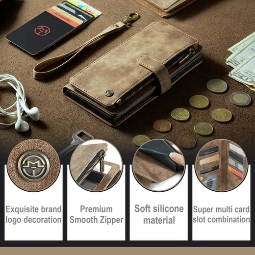 CaseMe C30 Samsung S23 Ultra Hoesje Pasjeshouder Book Case Bruin afbeelding 10
