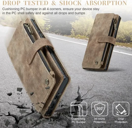 CaseMe C30 Samsung S23 Ultra Hoesje Pasjeshouder Book Case Bruin afbeelding 4