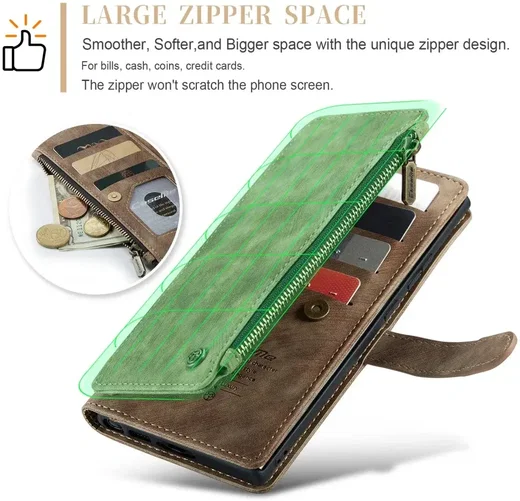 CaseMe C30 Samsung S23 Ultra Hoesje Pasjeshouder Book Case Bruin afbeelding 5