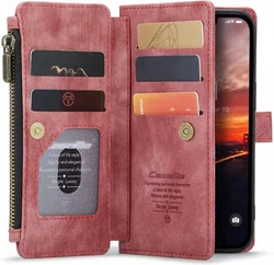 CaseMe C30 Apple iPhone 14 Hoesje Pasjeshouder Book Case Rood afbeelding