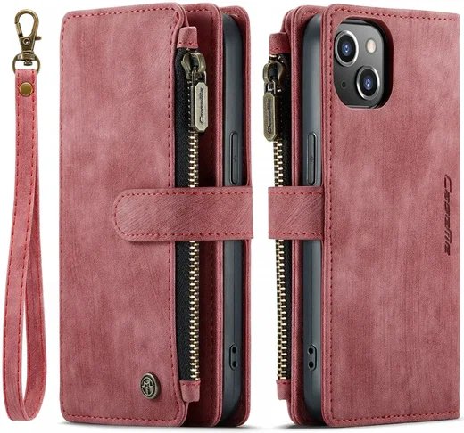 CaseMe C30 Apple iPhone 14 Hoesje Pasjeshouder Book Case Rood afbeelding 2