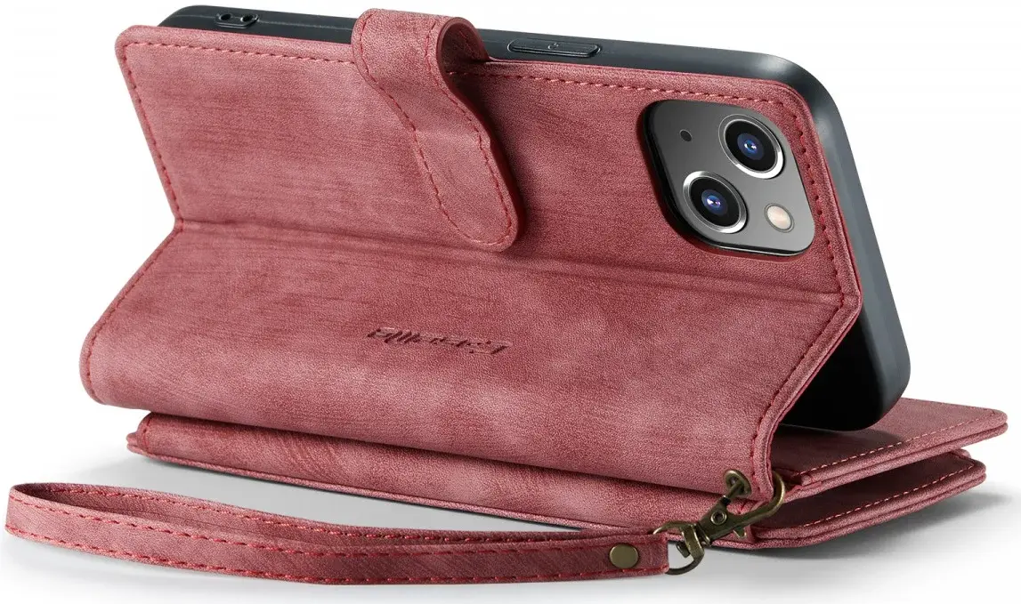 CaseMe C30 Apple iPhone 14 Hoesje Pasjeshouder Book Case Rood afbeelding 6