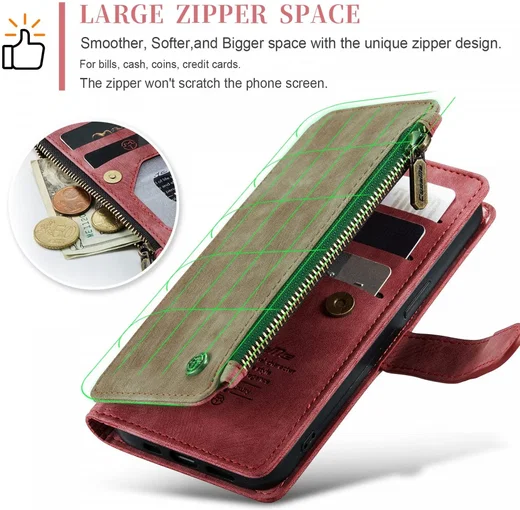 CaseMe C30 Apple iPhone 15 Pro Max Hoesje Pasjeshouder Book Case Rood afbeelding 5