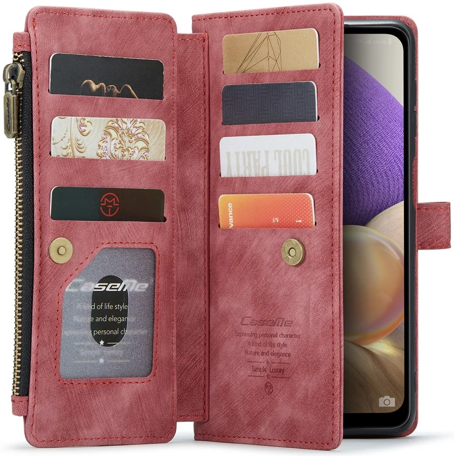 CaseMe C30 Samsung Galaxy A23 Hoesje Pasjeshouder Book Case Rood afbeelding 1