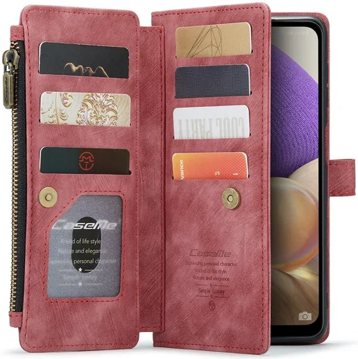 CaseMe C30 Samsung Galaxy A23 Hoesje Pasjeshouder Book Case Rood afbeelding 1