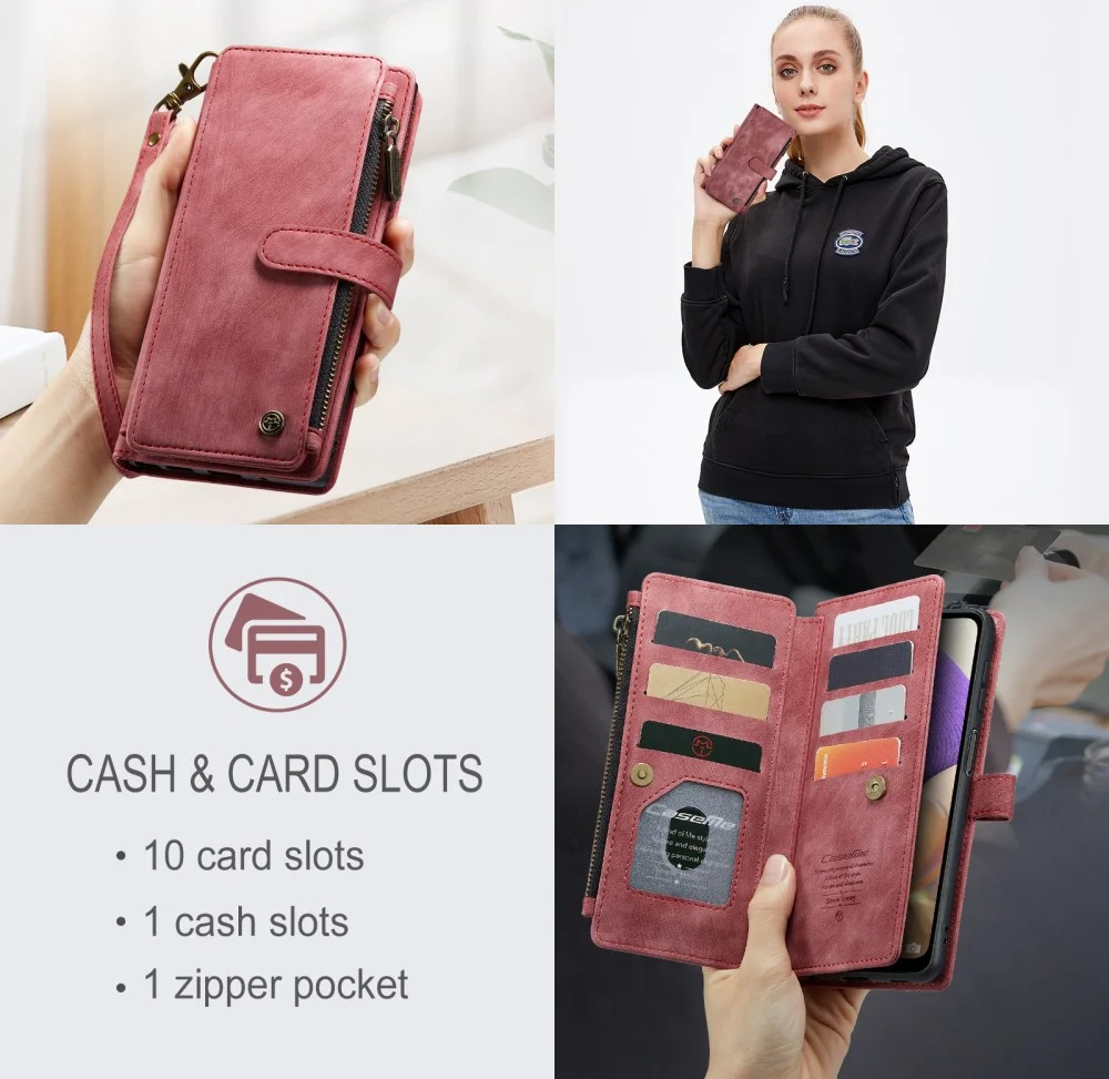 CaseMe C30 Samsung Galaxy A23 Hoesje Pasjeshouder Book Case Rood afbeelding 3