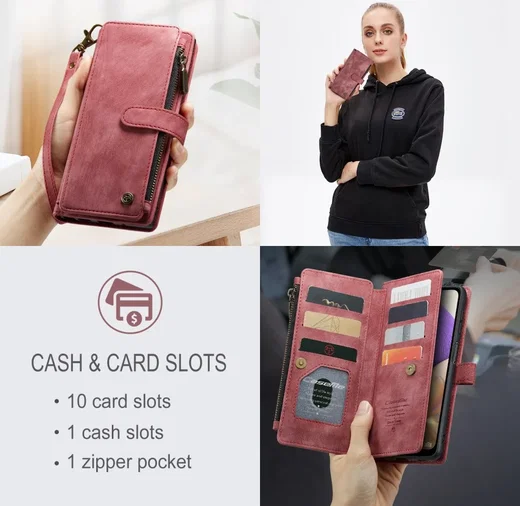 CaseMe C30 Samsung Galaxy A23 Hoesje Pasjeshouder Book Case Rood afbeelding 3