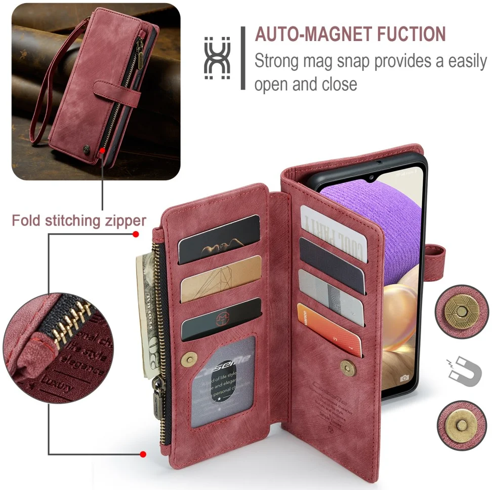 CaseMe C30 Samsung Galaxy A23 Hoesje Pasjeshouder Book Case Rood afbeelding 6
