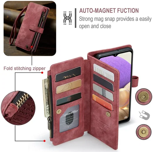 CaseMe C30 Samsung Galaxy A23 Hoesje Pasjeshouder Book Case Rood afbeelding 6