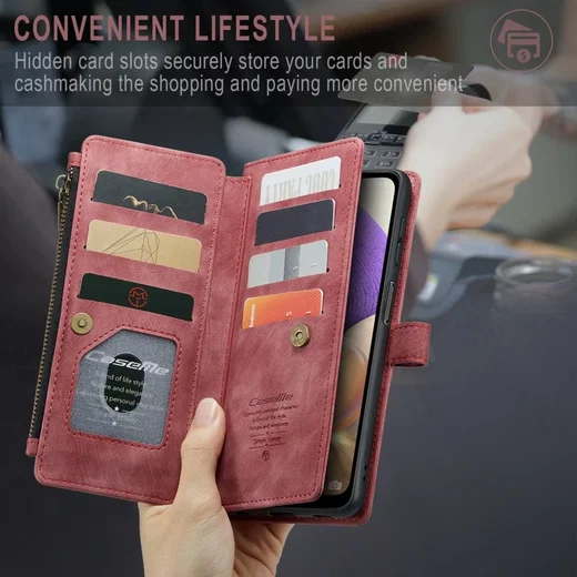 CaseMe C30 Samsung Galaxy A23 Hoesje Pasjeshouder Book Case Rood afbeelding 7