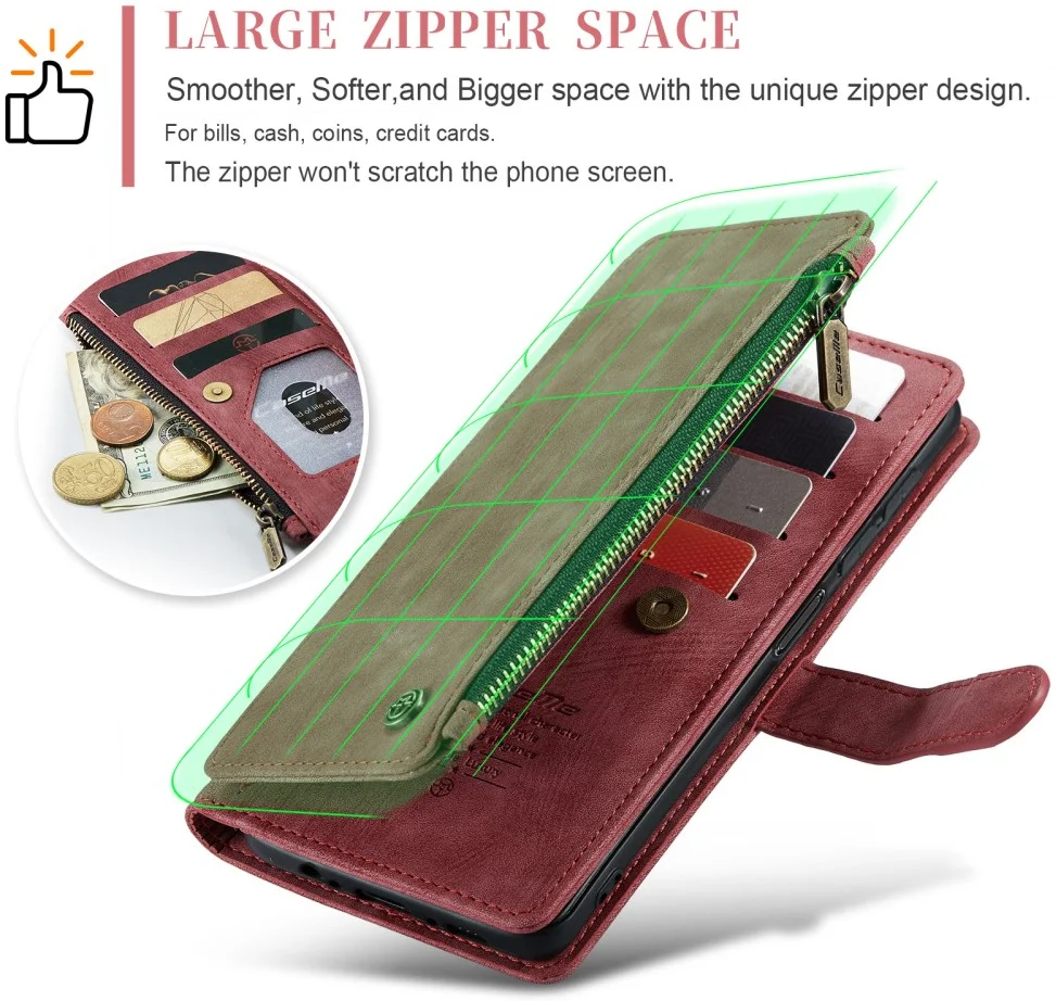 CaseMe C30 Samsung Galaxy A34 Hoesje Pasjeshouder Book Case Rood afbeelding 4