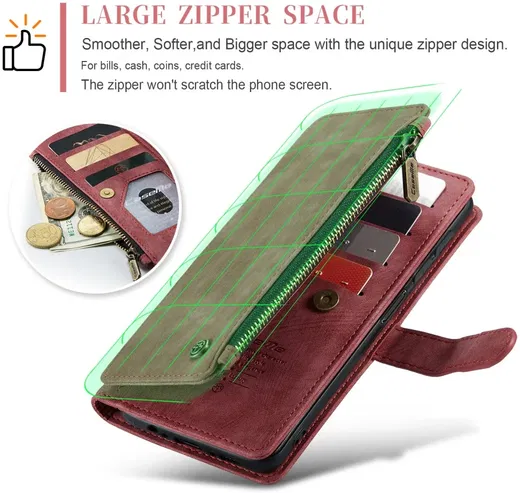 CaseMe C30 Samsung Galaxy A34 Hoesje Pasjeshouder Book Case Rood afbeelding 4