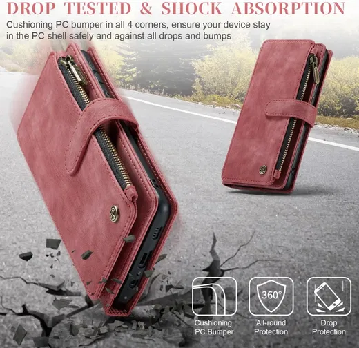 CaseMe C30 Samsung Galaxy A34 Hoesje Pasjeshouder Book Case Rood afbeelding 5