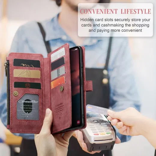 CaseMe C30 Samsung Galaxy A34 Hoesje Pasjeshouder Book Case Rood afbeelding 6