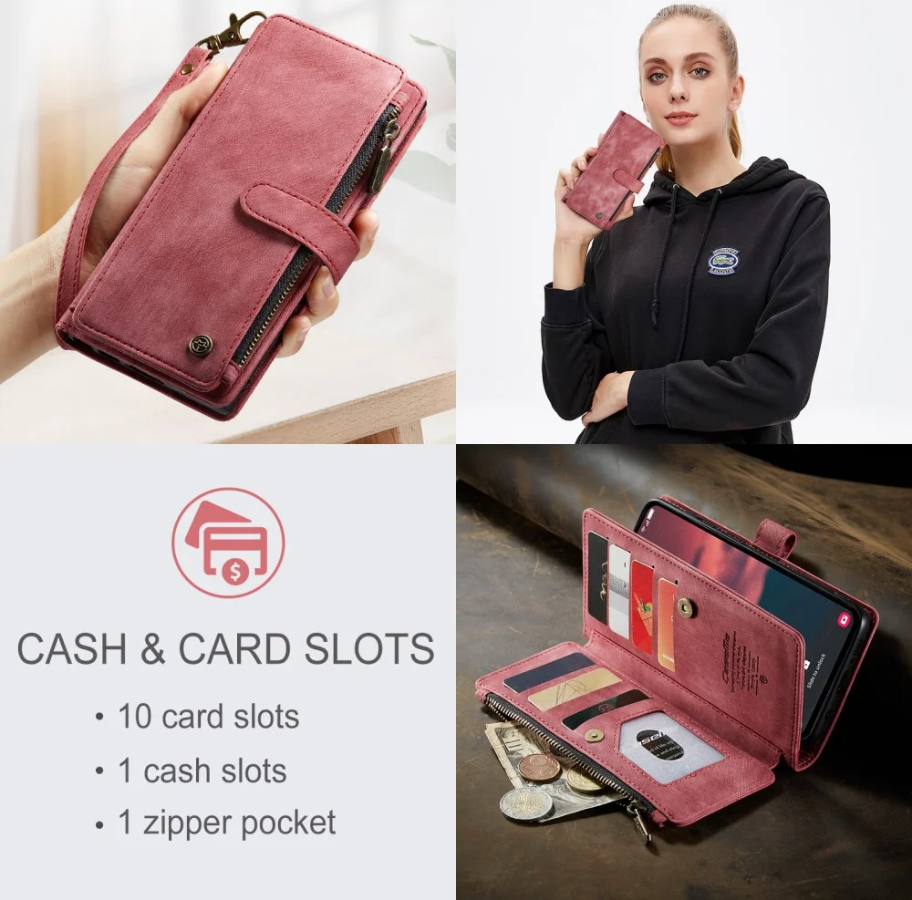 CaseMe C30 Samsung Galaxy A34 Hoesje Pasjeshouder Book Case Rood afbeelding 7