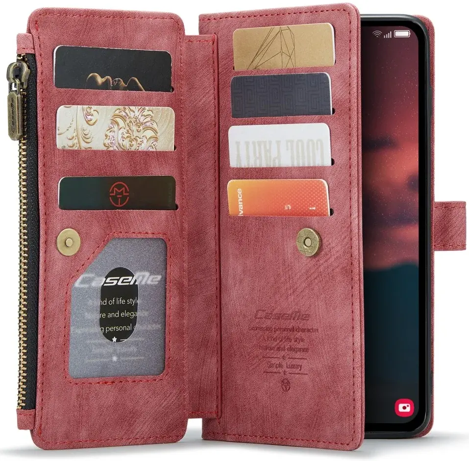 CaseMe C30 Samsung Galaxy A54 Hoesje Pasjeshouder Book Case Rood afbeelding 1
