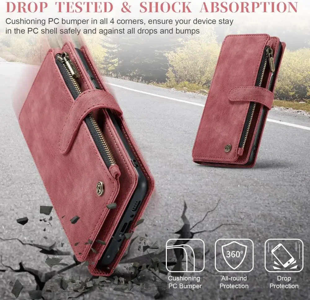 CaseMe C30 Samsung Galaxy A54 Hoesje Pasjeshouder Book Case Rood afbeelding 5