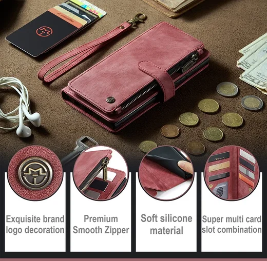 CaseMe C30 Samsung Galaxy A54 Hoesje Pasjeshouder Book Case Rood afbeelding 8
