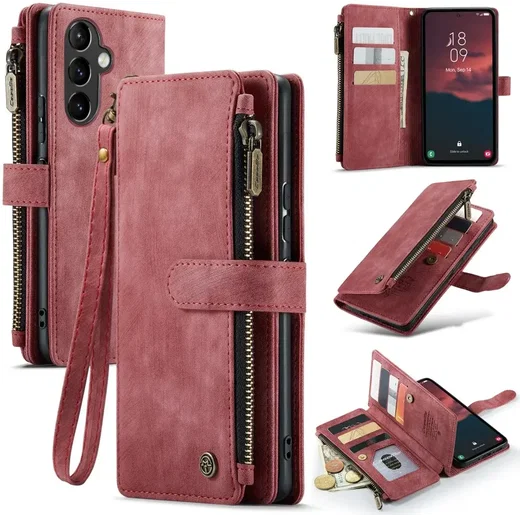 CaseMe C30 Samsung Galaxy A54 Hoesje Pasjeshouder Book Case Rood afbeelding 9
