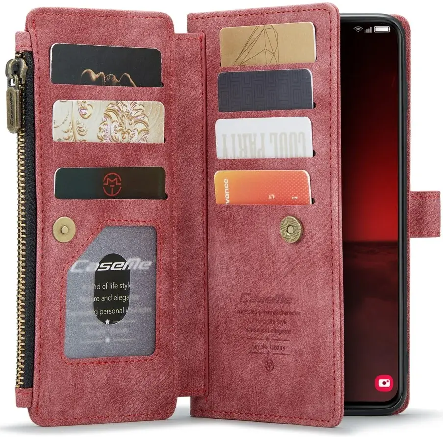CaseMe C30 Samsung Galaxy S23 Hoesje Pasjeshouder Book Case Rood afbeelding 1