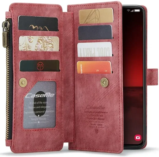 CaseMe C30 Samsung Galaxy S23 Hoesje Pasjeshouder Book Case Rood afbeelding 1
