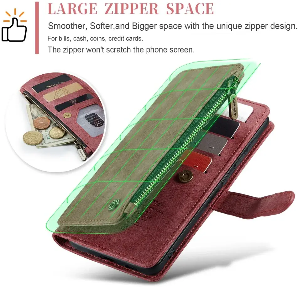 CaseMe C30 Samsung Galaxy S23 Hoesje Pasjeshouder Book Case Rood afbeelding 4