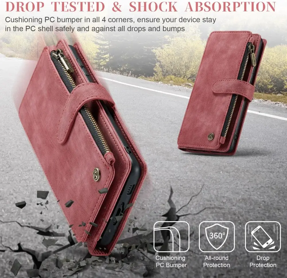 CaseMe C30 Samsung Galaxy S23 Hoesje Pasjeshouder Book Case Rood afbeelding 5